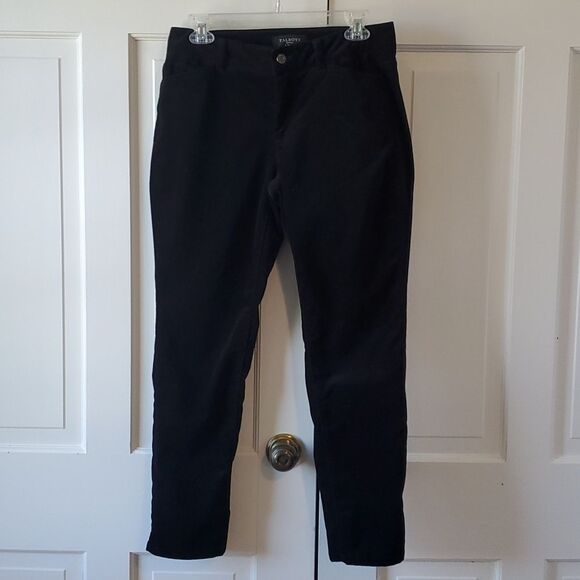 TALBOTS VELVETEEN CURVY PANTS HIGH STRETCH COTTON BLACK SIZE 6P - Picture 1 of 7